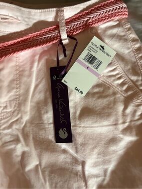 Gloria Vanderbilt Light Pink Cotton Pants with Braided Belt